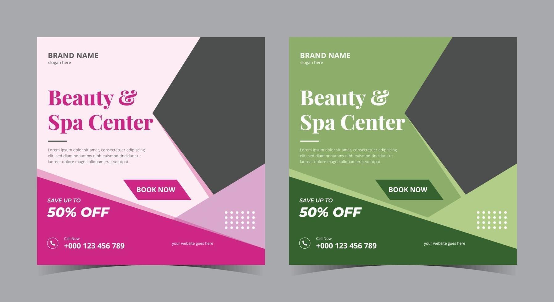 Beauty- und Spa-Center-Poster, Spa-Social-Media-Post und Flyer vektor