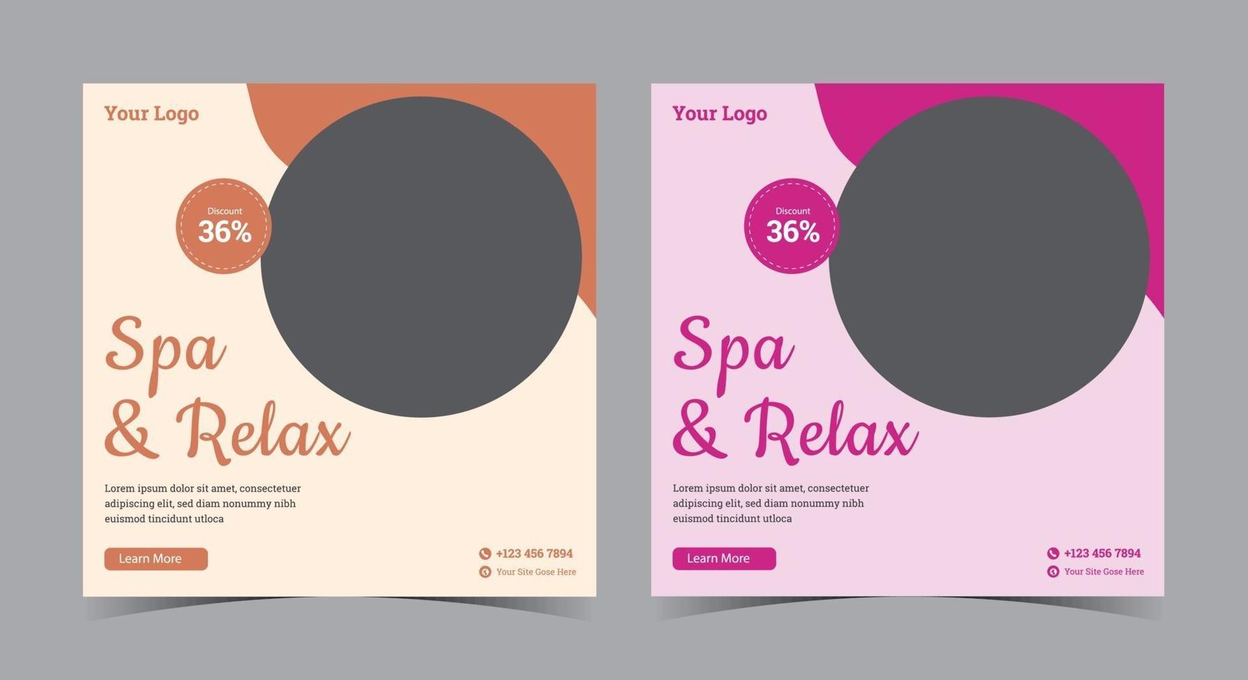 Spa und Relax Poster, Spa Social Media Post und Flyer vektor