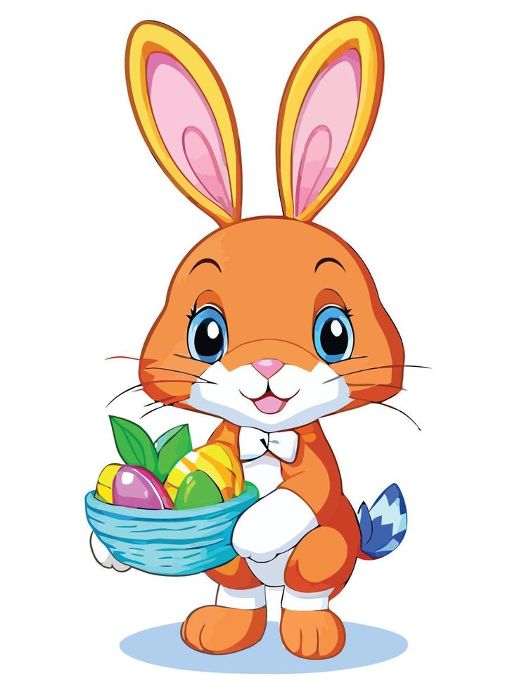 Frühling Freude, bezaubernd Ostern Hase und bunt Eier Vektor Abbildungen zum Kinder und Erwachsene zu feiern das Jahreszeit Freude. Adobe Illustrator Kunstwerk