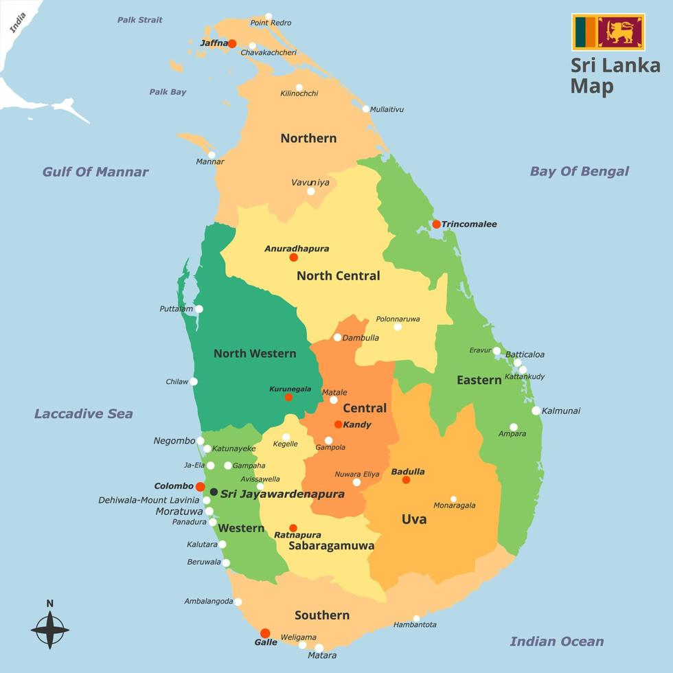 karta över sri lanka vektor