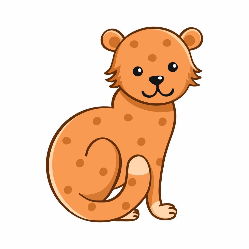 süß Leopard aufweiß Hintergrund. Vektor Gekritzel Illustration zum Kinder. wild Katze.