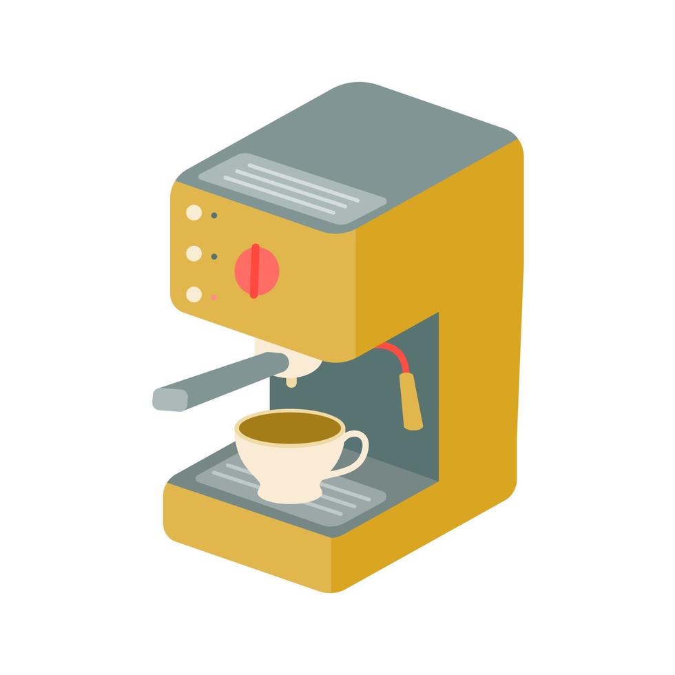 kaffemaskin med en kopp kaffe på en vit bakgrund. vektor illustration, ikon