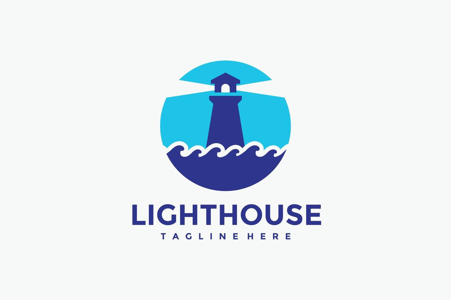 Leuchtturm Meer Wellen Logo vektor