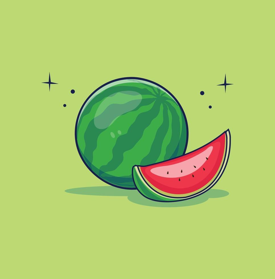 vattenmelon och skiva platt design illustration vektor