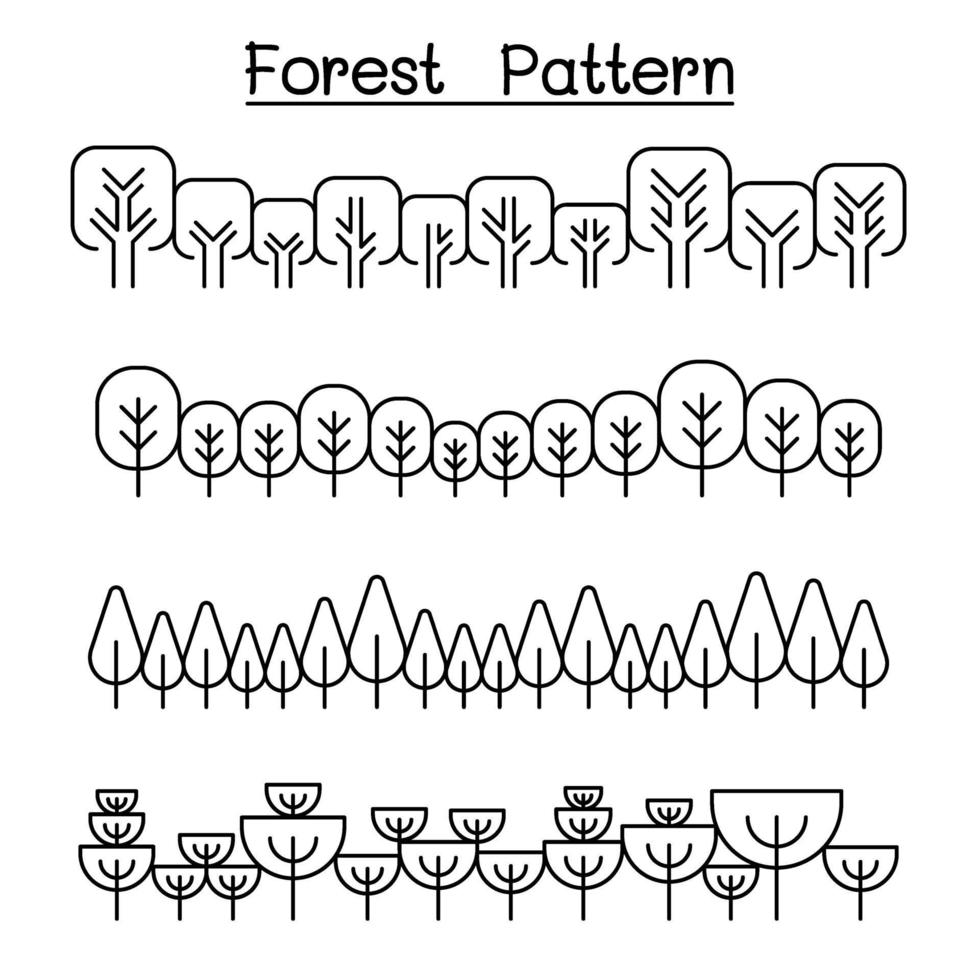 skogsmönster, skogbakgrund, grafisk design för landskapsvektorillustration vektor