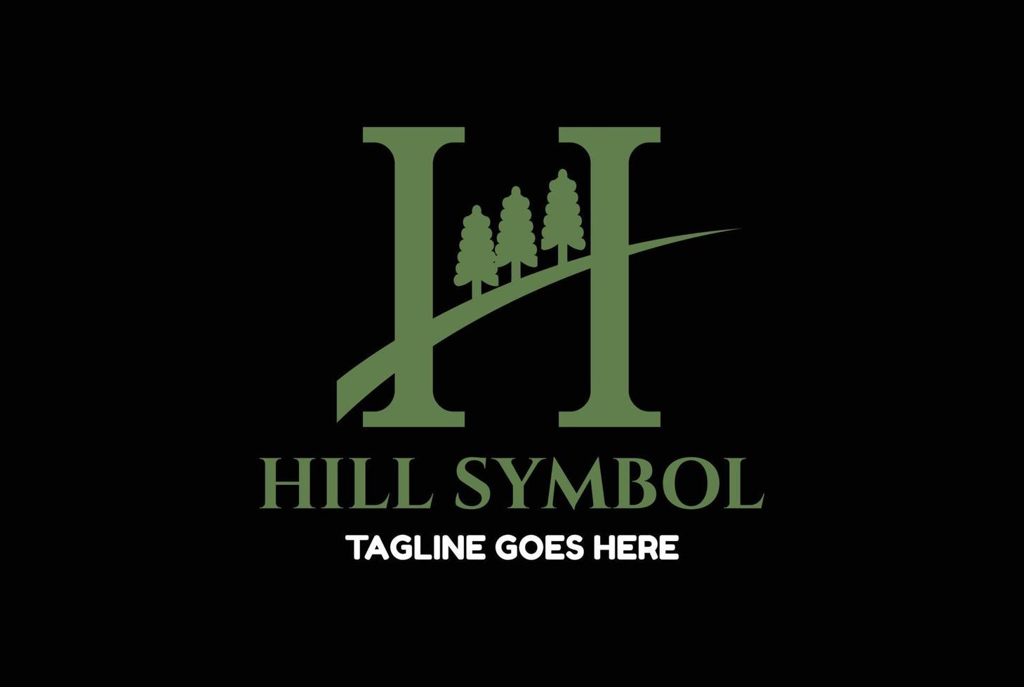 einfach minimalistisch Initiale Brief h mit Kiefer Wald zum Hügel Logo Design Vektor