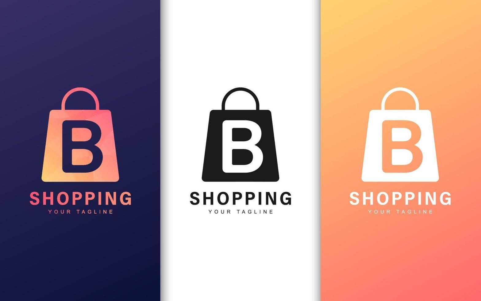 bokstav b-logotyp i en shoppingväska med ett modernt koncept vektor