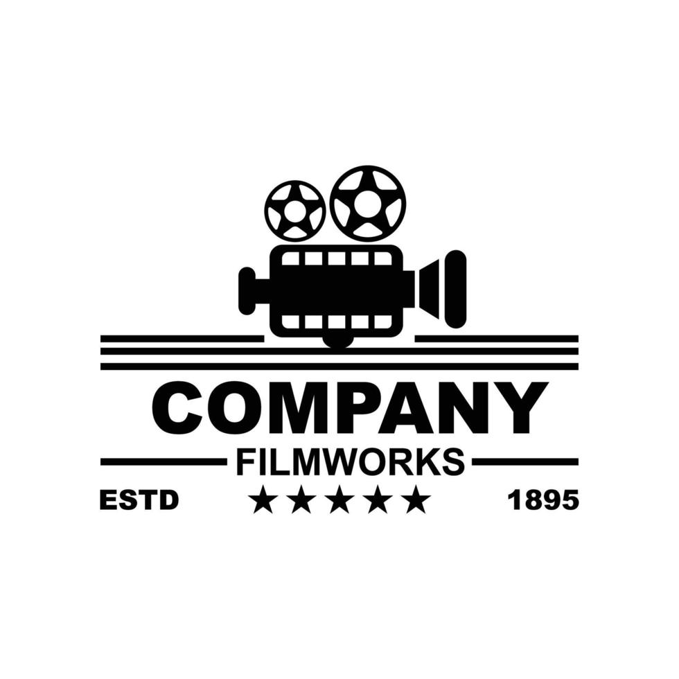 årgång video kamera logotyp för film bio produktion vektor