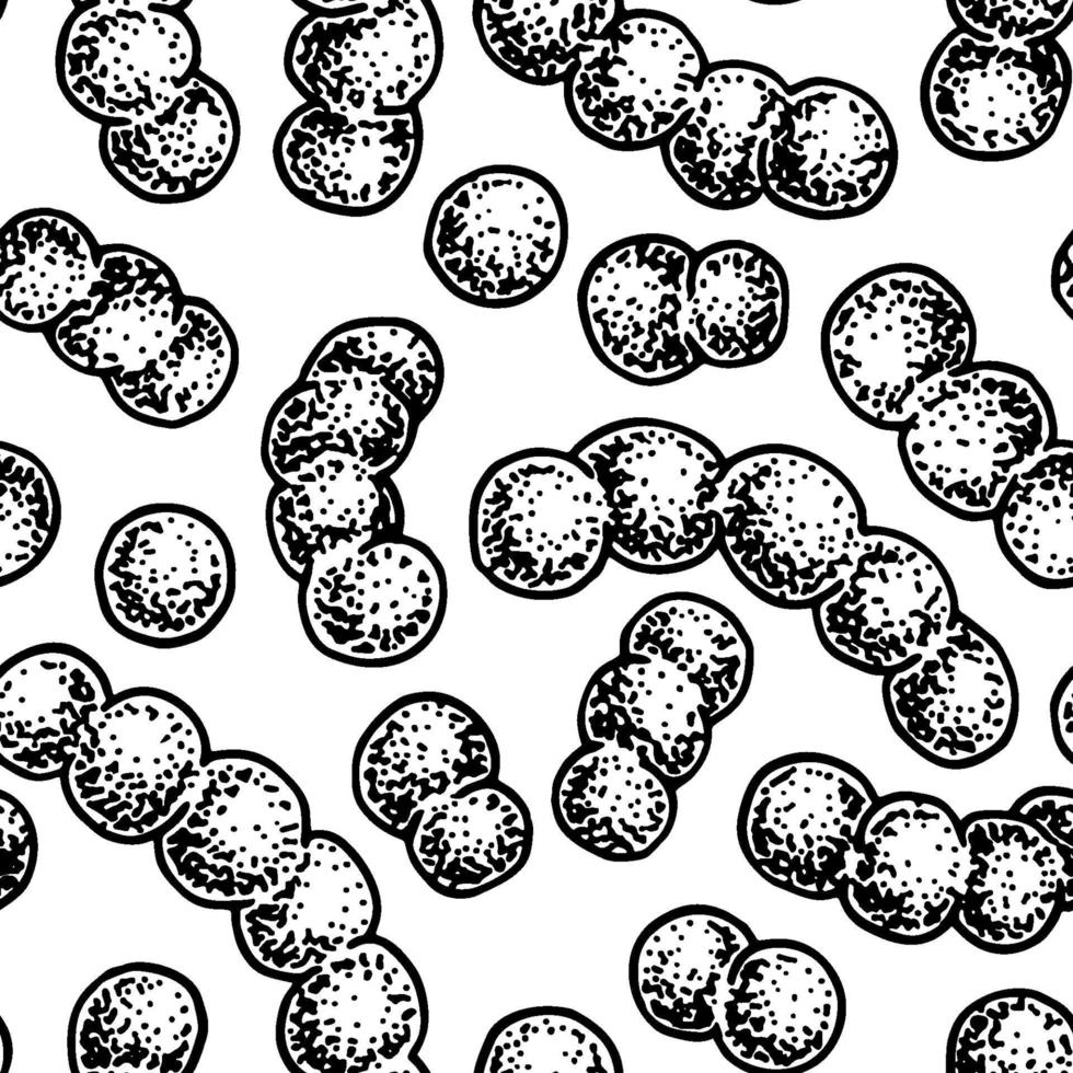 Bakterienmuster im realistischen Skizzenstil. handgezeichneter medizinischer Hintergrund. Vektorillustration vektor