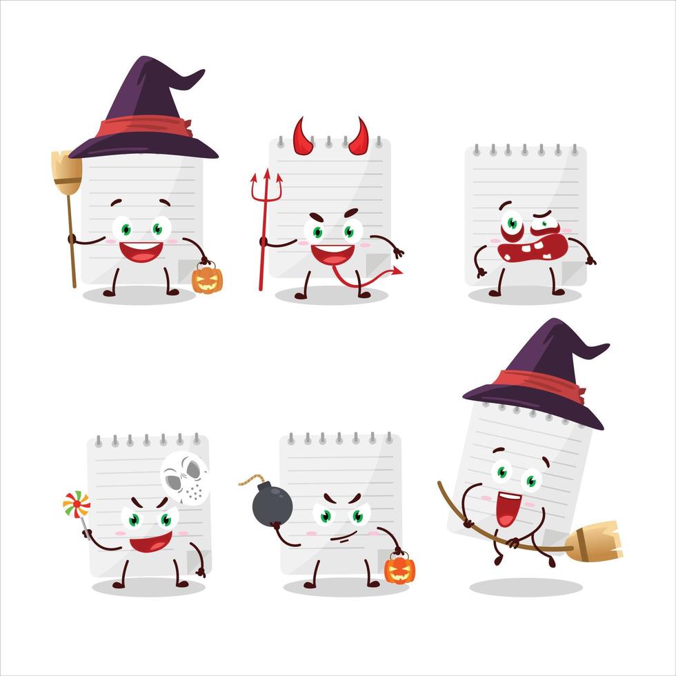 Halloween Ausdruck Emoticons mit Karikatur Charakter von klebrig Anmerkungen vektor