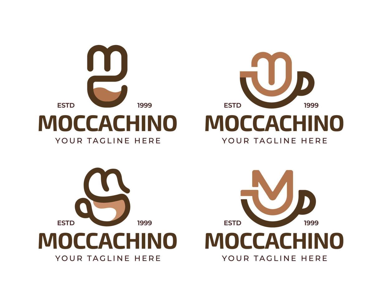 brev m kaffe kopp logotyp för kaffe företag vektor