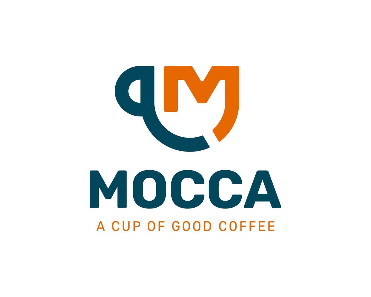 brev m kaffe kopp logotyp för kaffe företag 1 vektor