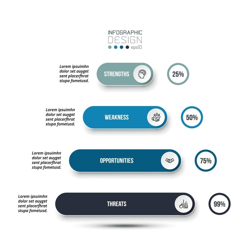 Swot-Analyse-Geschäft oder Marketing-Infografik-Vorlage. vektor