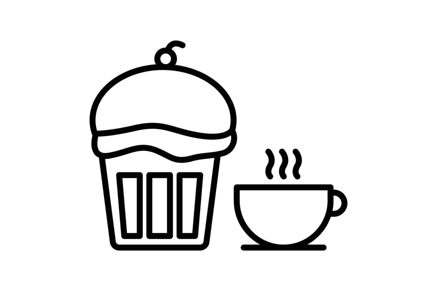 kaffe och kaka ikon illustration. ikon relaterad till kaffe element, kaffe ha sönder. linje ikon stil. enkel vektor design redigerbar