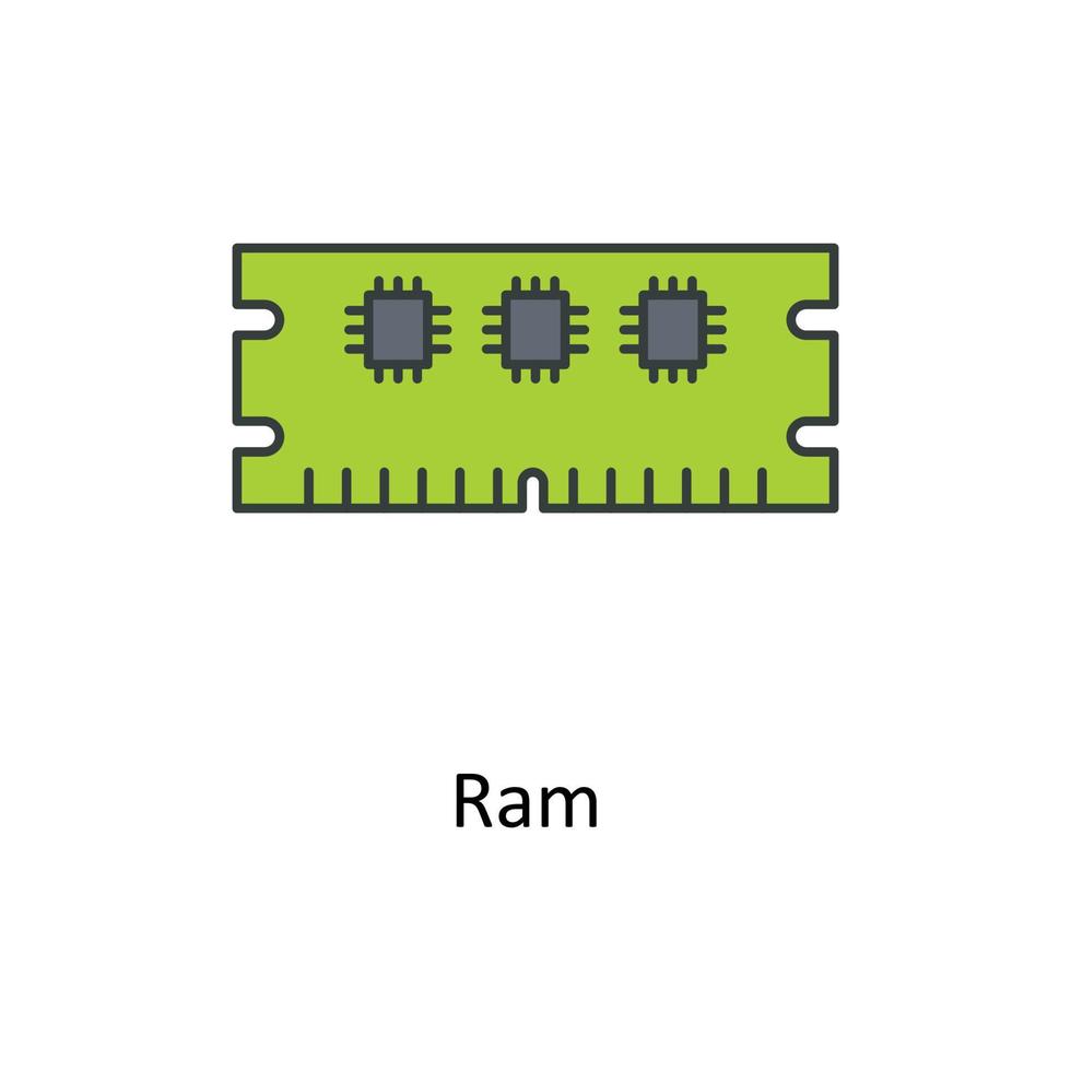 RAM Vektor füllen Gliederung Symbole. einfach Lager Illustration Lager