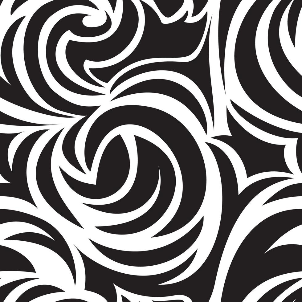 svart smidig konsistens av spiraler och lockar. monokromt mönster. spiralkrullar och virvlar. vektor