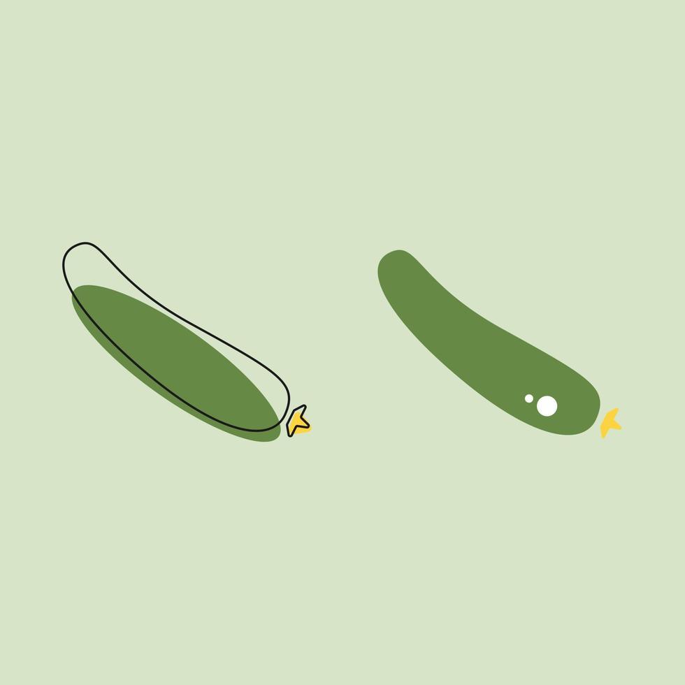 Zucchini Vektor Illustration. Gurke Gliederung Grün Farbe Symbol, Gliederung linear Zeichen isoliert auf Grün Hintergrund