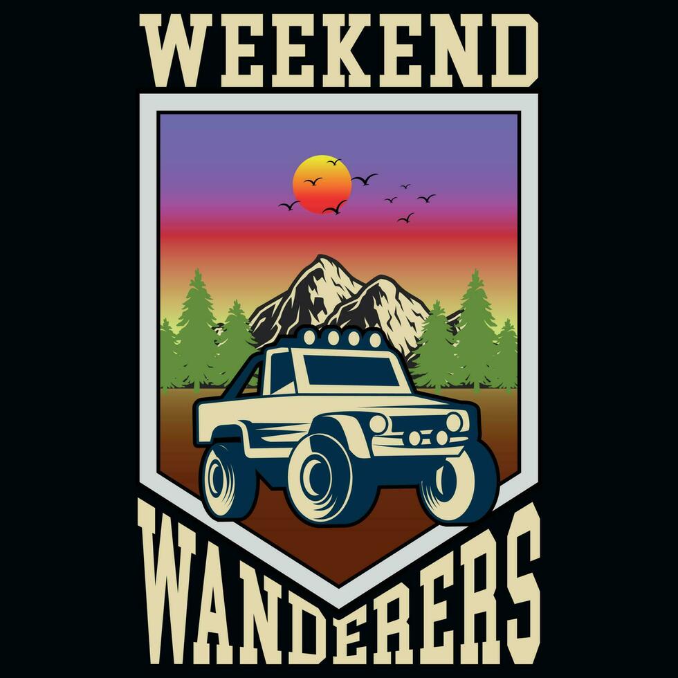 Wochenende Wanderer Abenteuer T-Shirt Design vektor