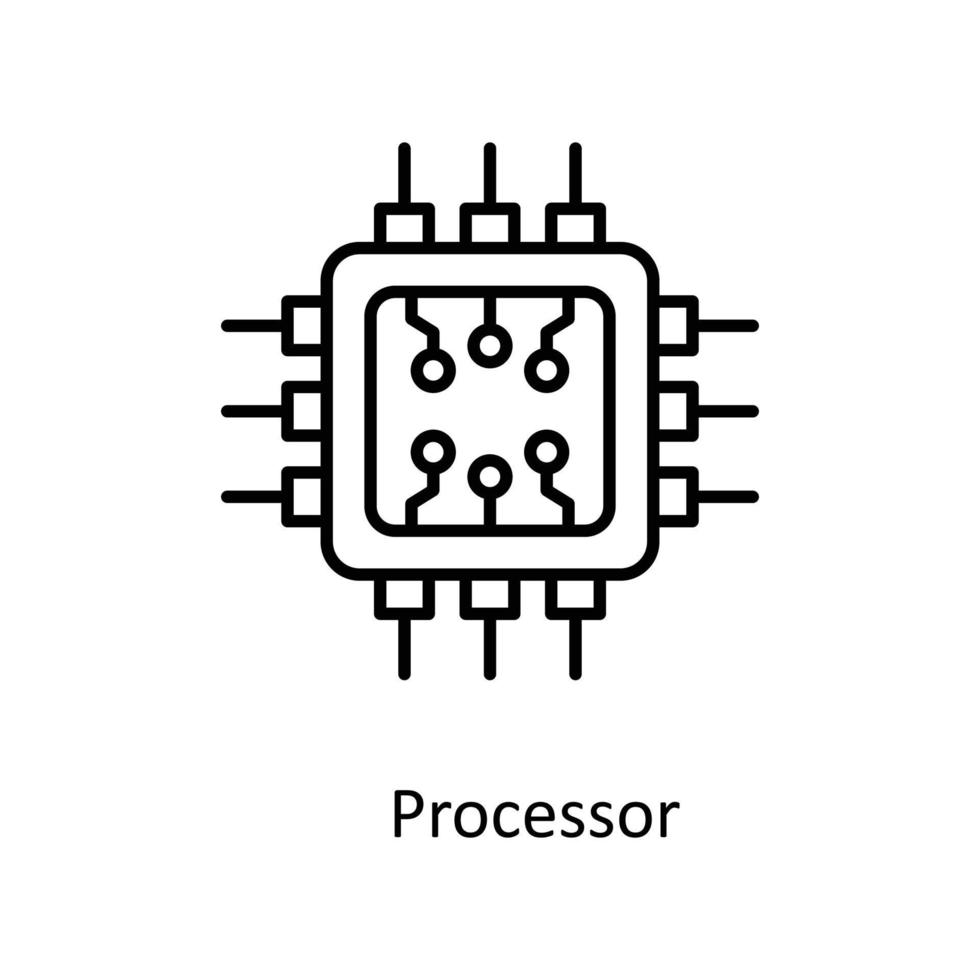 Prozessor Vektor Gliederung Symbole. einfach Lager Illustration Lager