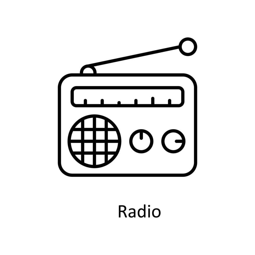 Radio Vektor Gliederung Symbole. einfach Lager Illustration Lager