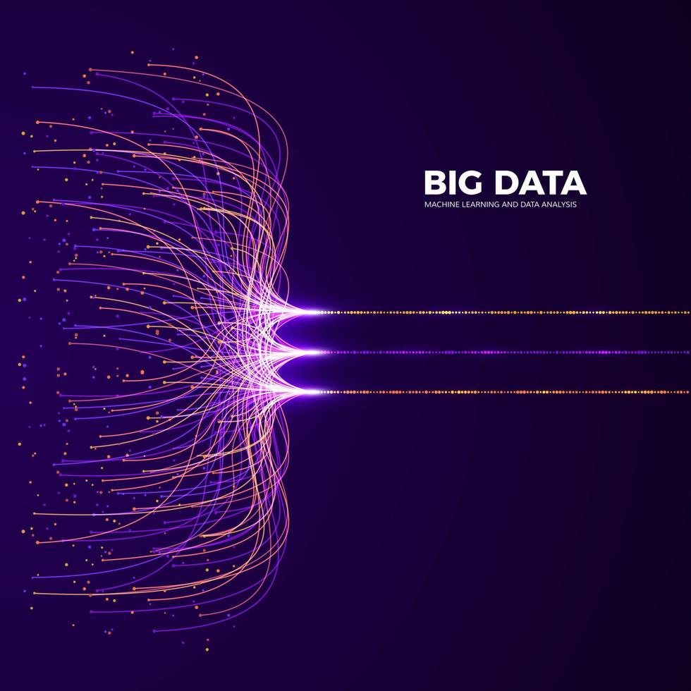 stor data begrepp och innovation. nätverk och data analys. digital teknologi visualisering. punkt och förbindelse rader data strömma och bearbetning information. vektor