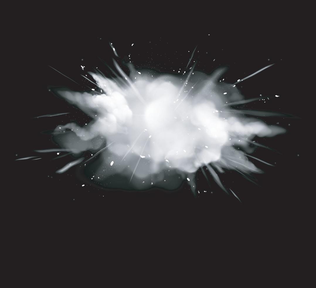 weißer Rauch, Pulverexplosion mit Partikeln, Vektor