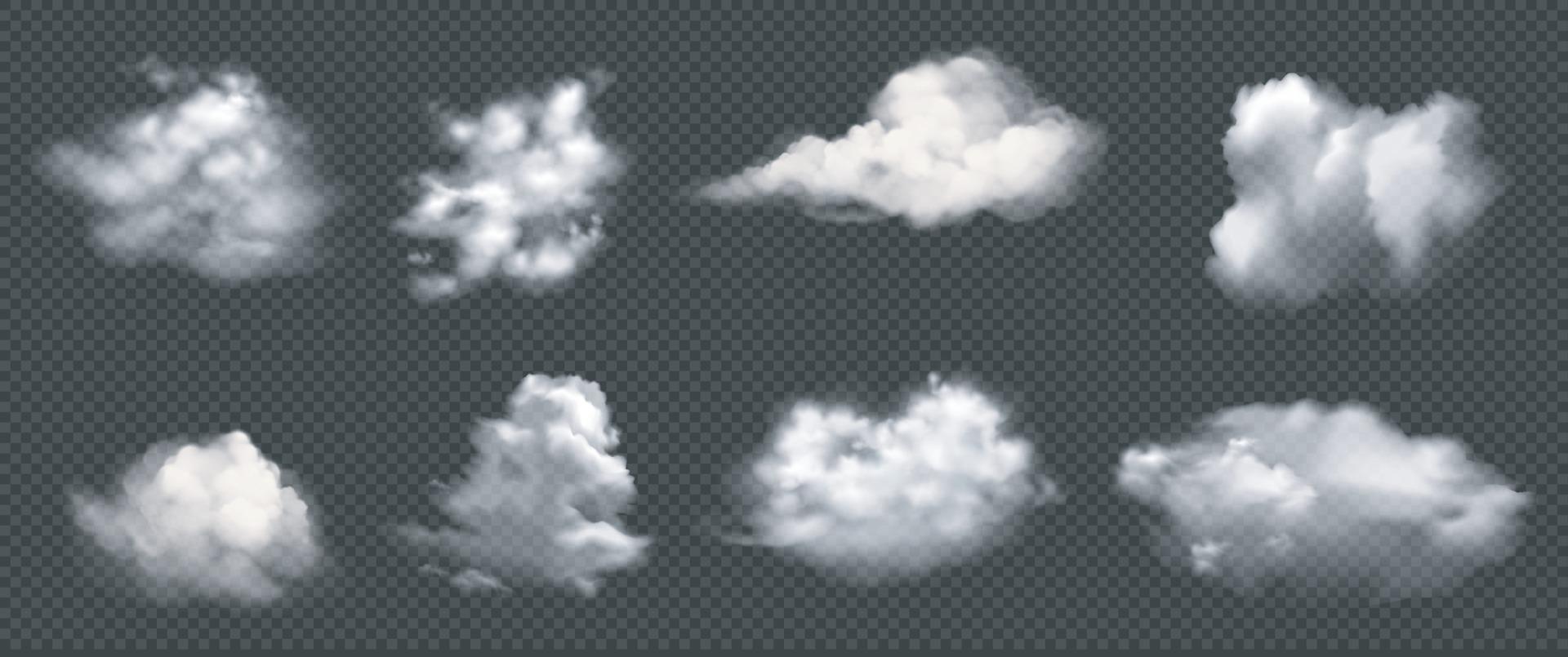 uppsättning realistiska moln, vektor