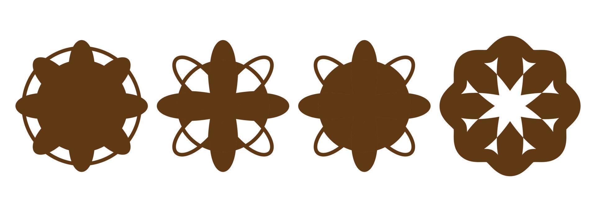 en uppsättning av blomma ikoner, varje skildrar en specifika typ av blomma i invecklad detalj. blommig geometrisk former. traditionell blomma tema. vektor illustration.