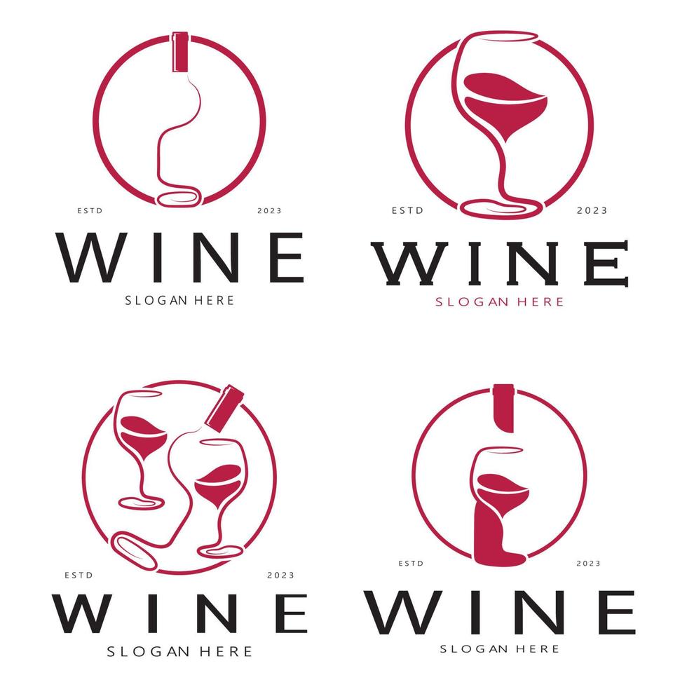 Wein-Logo-Design-Vorlage. Vektor-Illustration des Symbol-Vektors vektor