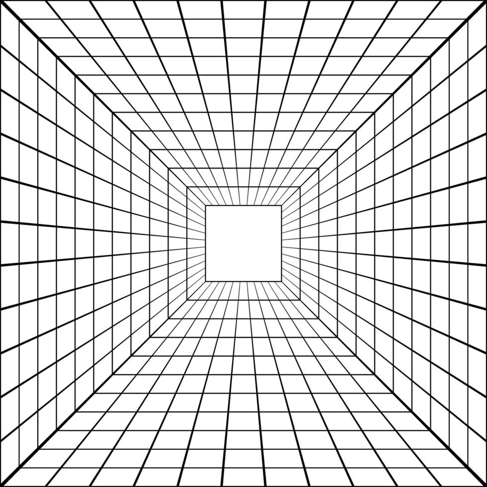 3d Perspektive Gittergewebe Tunnel, Vektor Perspektive Platz Gittergewebe