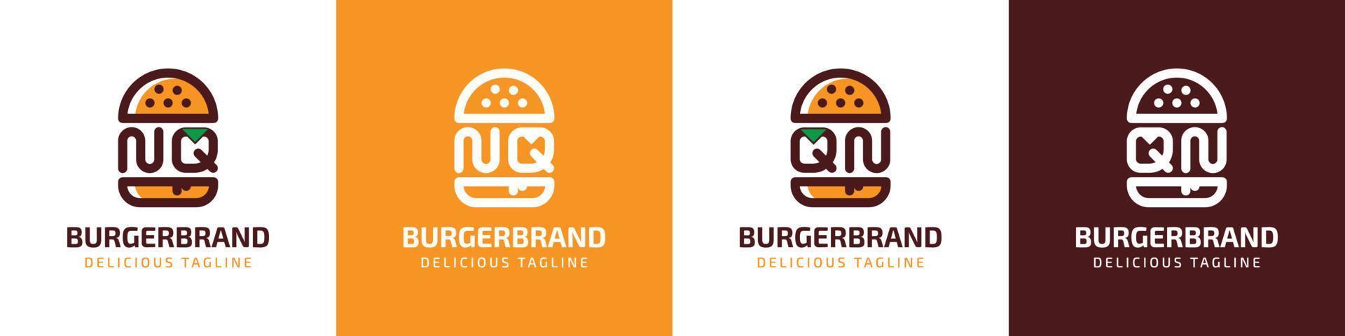 Brief nq und qn Burger Logo, geeignet zum irgendein Geschäft verbunden zu Burger mit nq oder qn Initialen. vektor