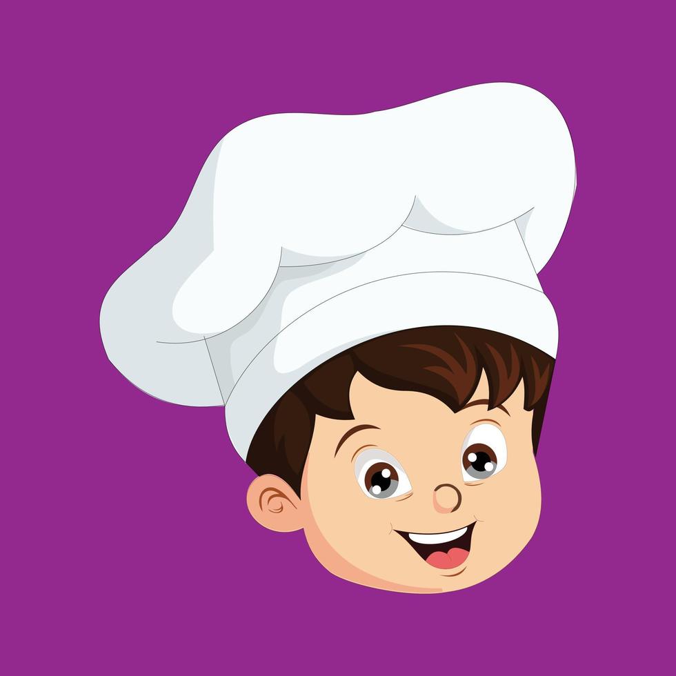 söt kock pojke ansikte tecknad serie vektor illustration eps 10 grafisk design. illustration av en barn med en söt kockens hatt. lämplig för barns design element i införande arbete etc