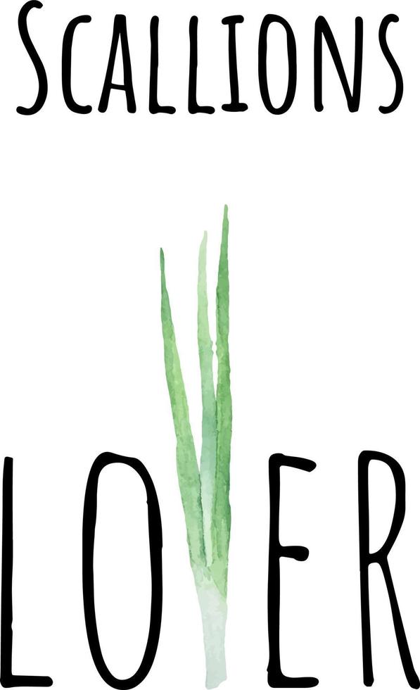 Aquarellillustration von grünen Frühlingszwiebeln. frisches rohes Gemüse. Schalotten-Liebhaber-Illustration vektor
