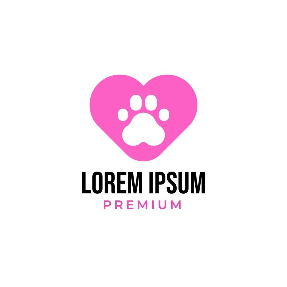 Vektor Liebe Katze oder Hund Pfote drucken Logo Design Konzept Illustration Idee