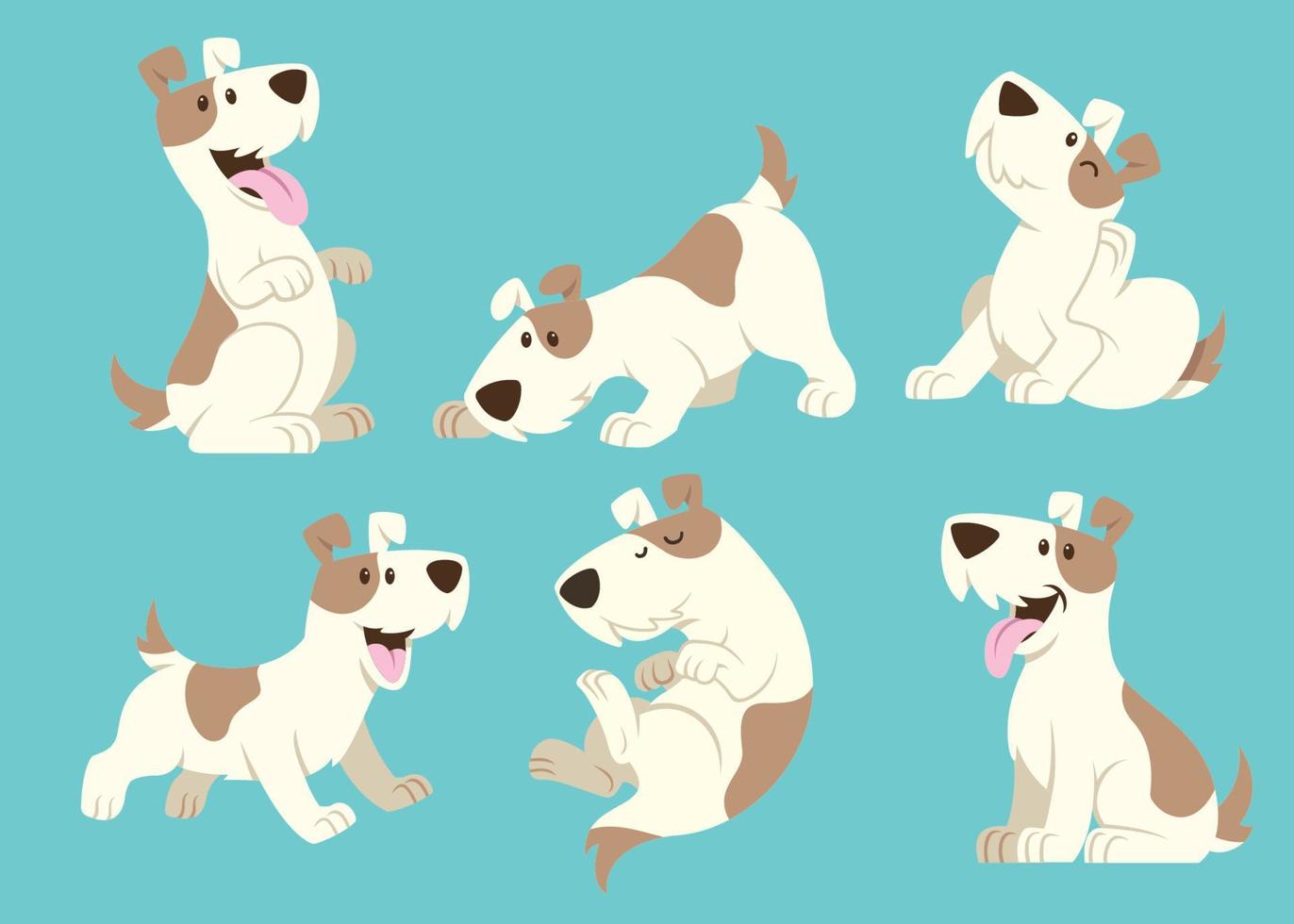 domkraft russel terrier hund tecknad serie uppsättning vektor