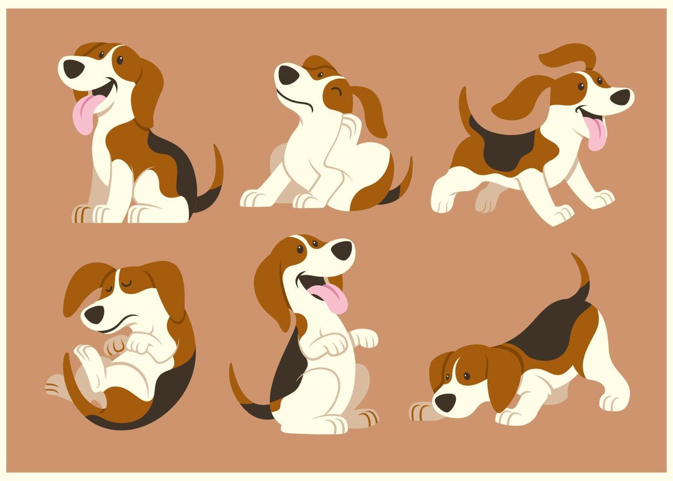 Beagle Hund Karikatur einstellen vektor