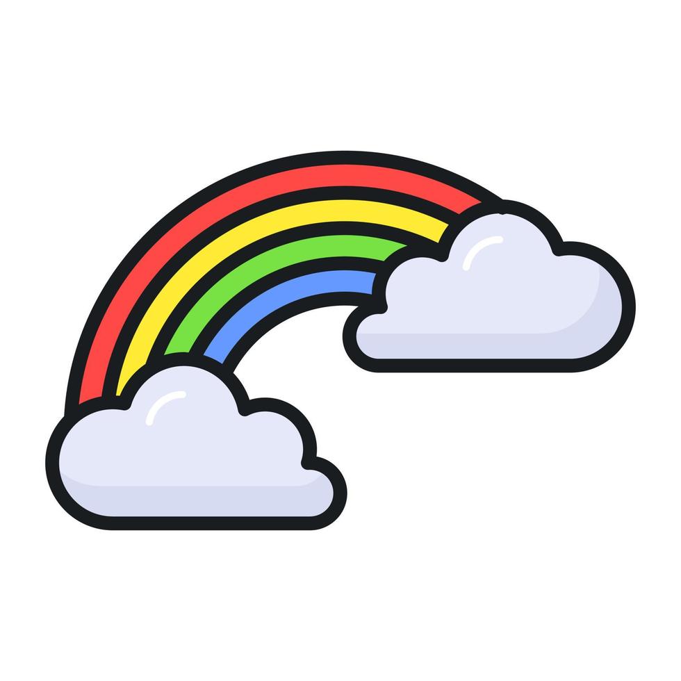 ein schön entworfen Vektor von Regenbogen im modern Stil, ein meteorologisch Phänomen Symbol, herunterladen diese Prämie Symbol