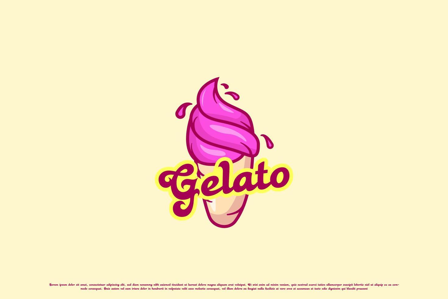 gelato is grädde tecknad serie logotyp design illustration. full smak kall gelato is grädde dryck maskot design. kreativ aning smaskigt utsökt is grädde gelato typografi text baner meny restaurang vektor