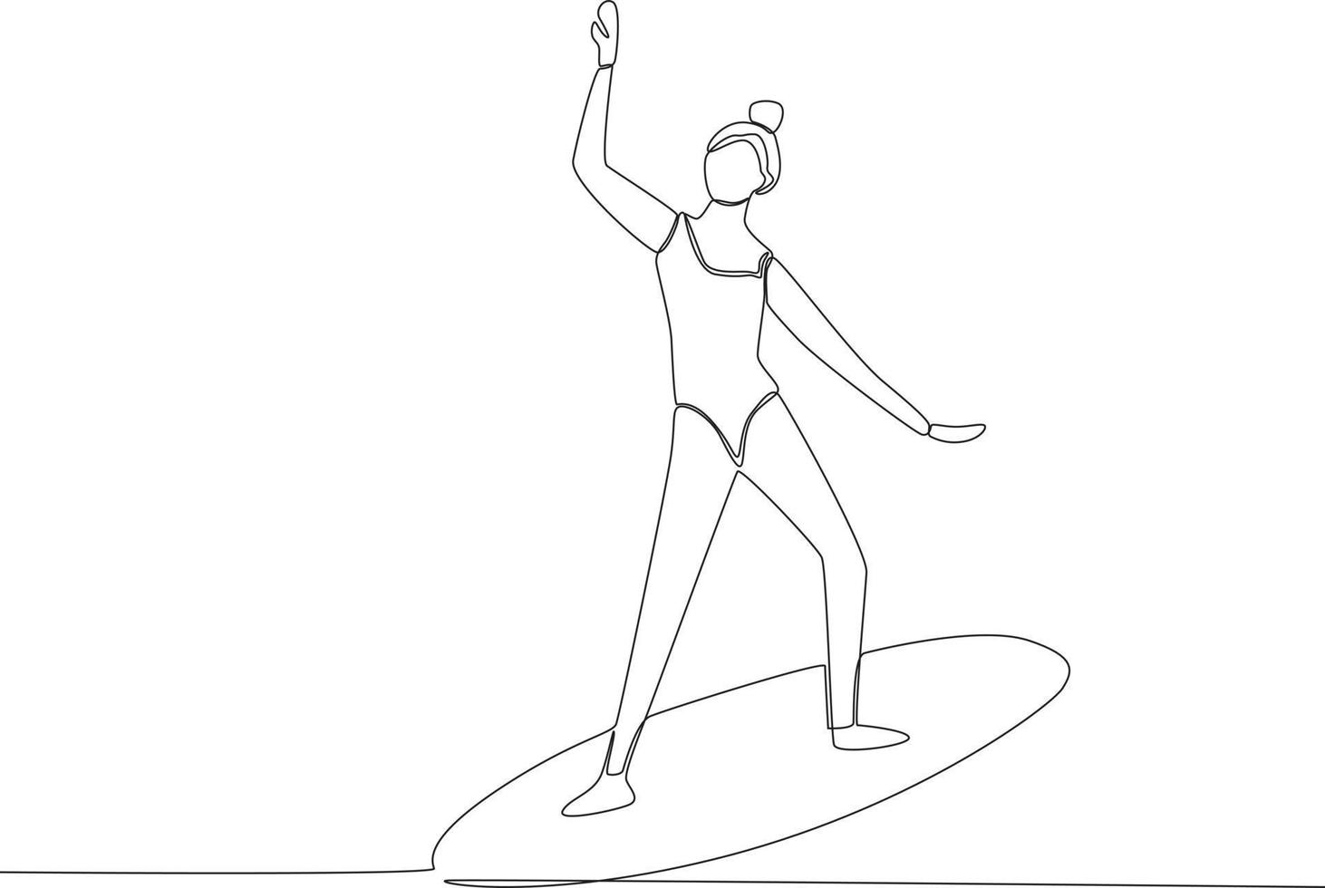 ein Frau Surfen im das Mitte von das Wellen vektor