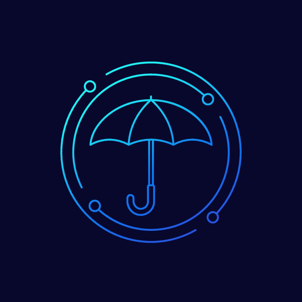 Regenschirm Linie Symbol auf dunkel vektor