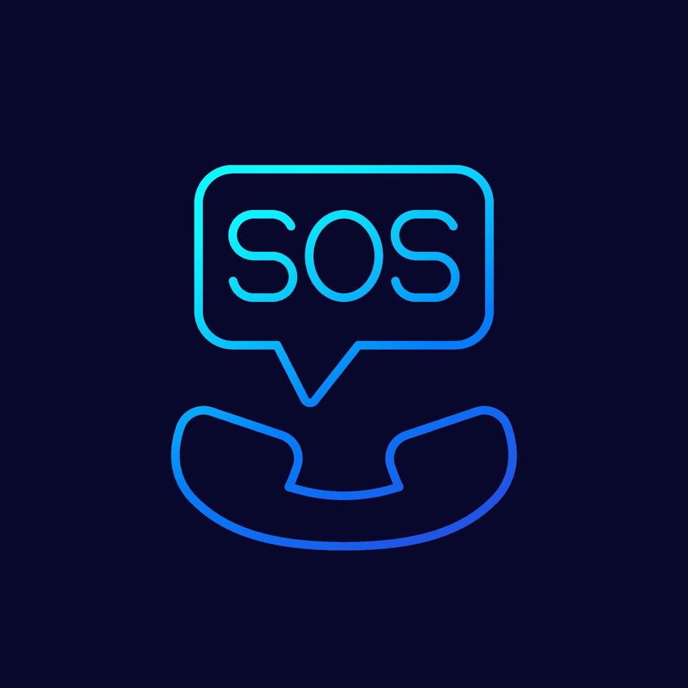 SOS, Notfall Anruf Linie Symbol, Vektor