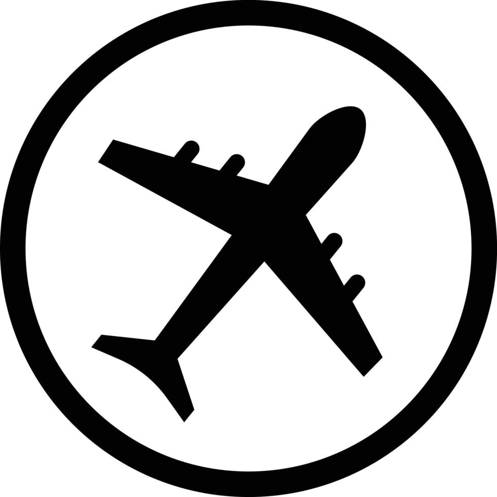 plan ikon vektor . flyg transport symbol. . flygplan cirkel knapp isolerat på vit bakgrund.