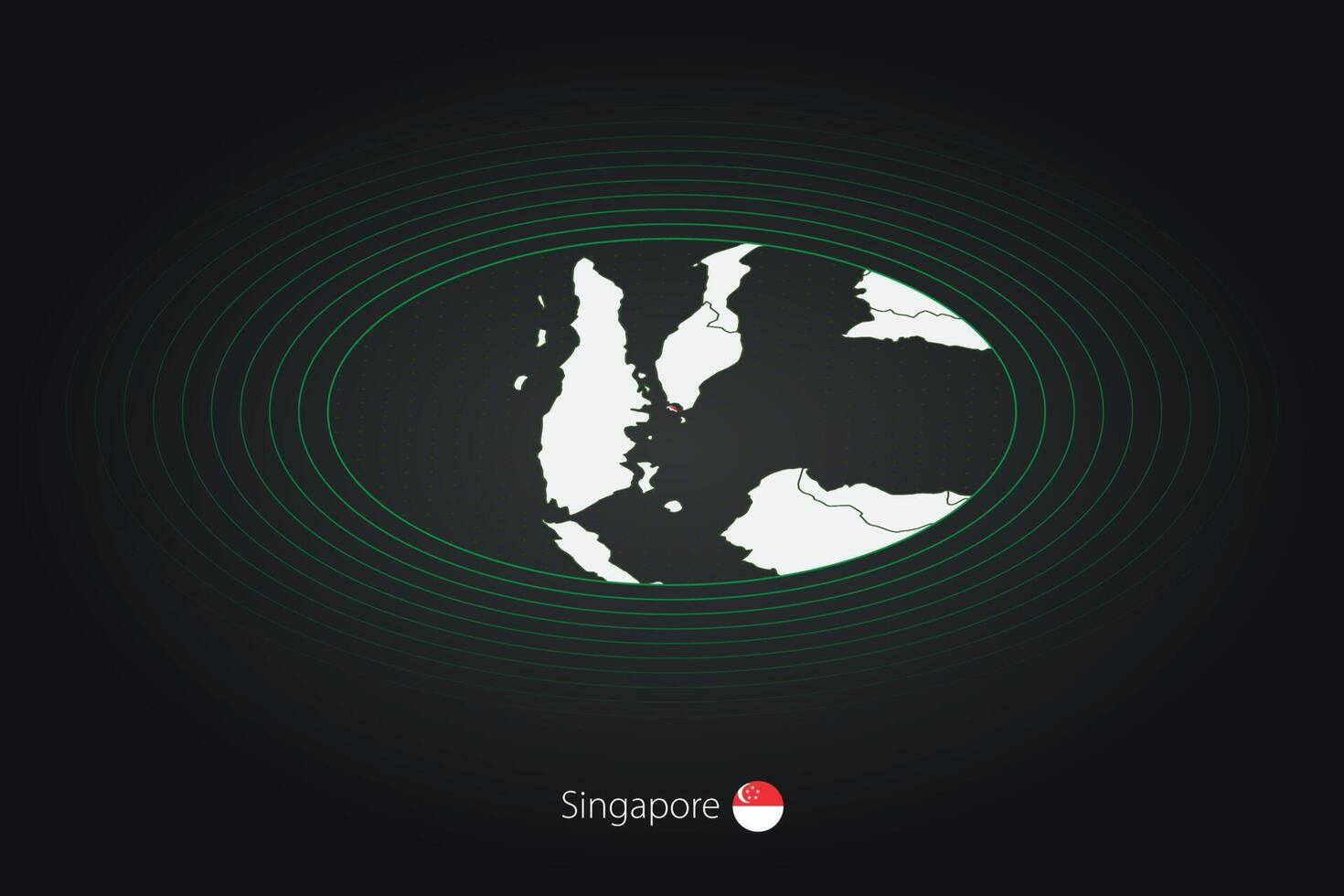 singapore Karta i mörk Färg, oval Karta med angränsande länder. vektor