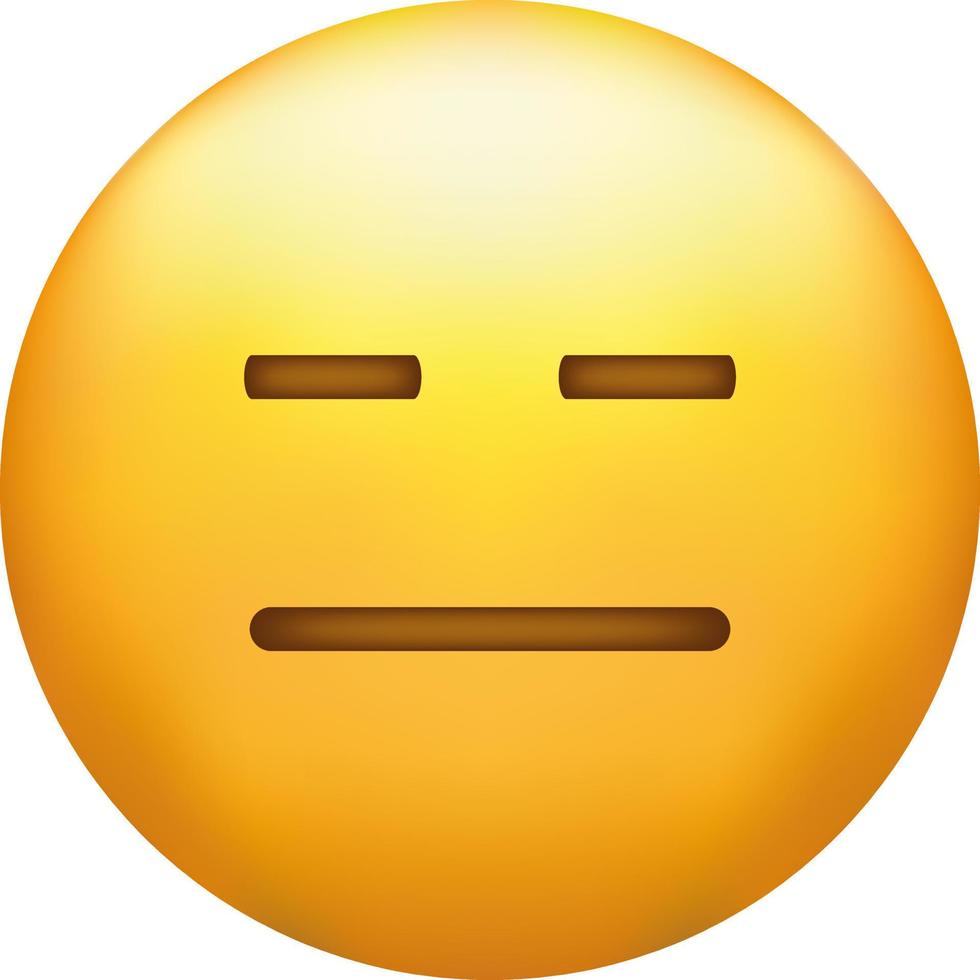 ausdruckslos Emoji. Gerade Gesicht, Emoticon mit neutral Linie Augen und Mund vektor