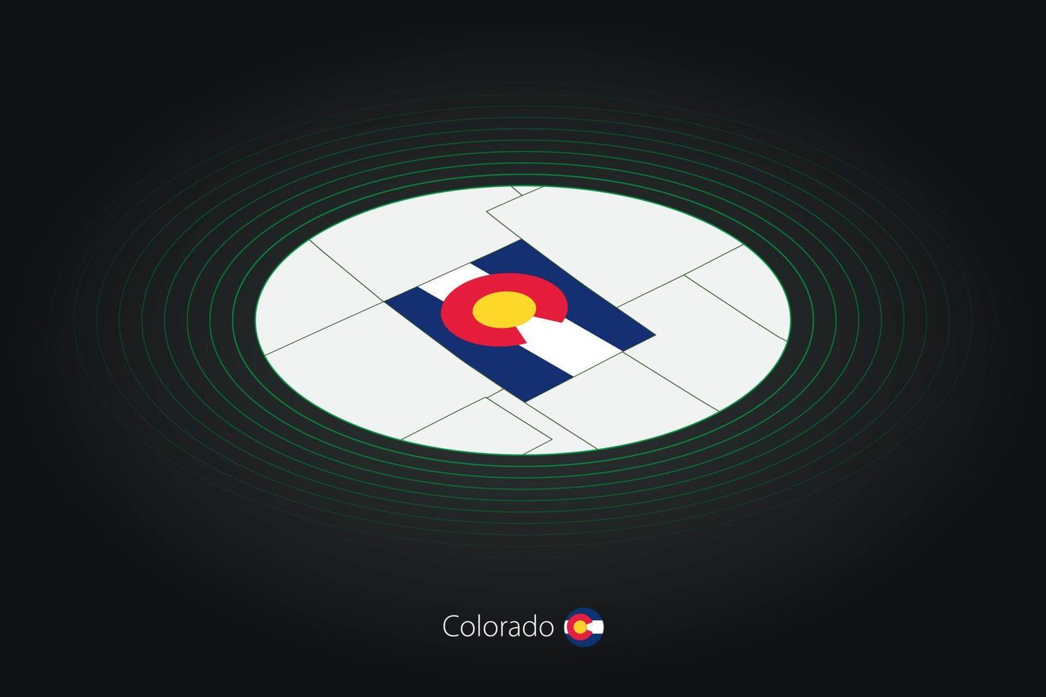 Colorado Karte im dunkel Farbe, Oval Karte mit benachbart uns Zustände. vektor