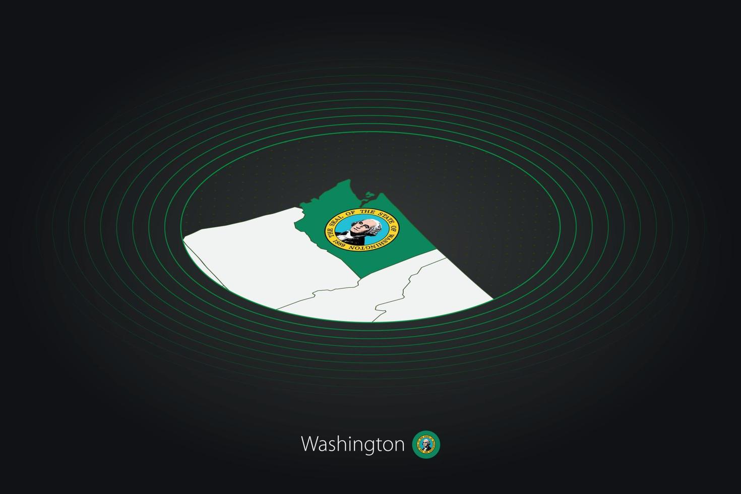 Washington Karta i mörk Färg, oval Karta med angränsande oss stater. vektor