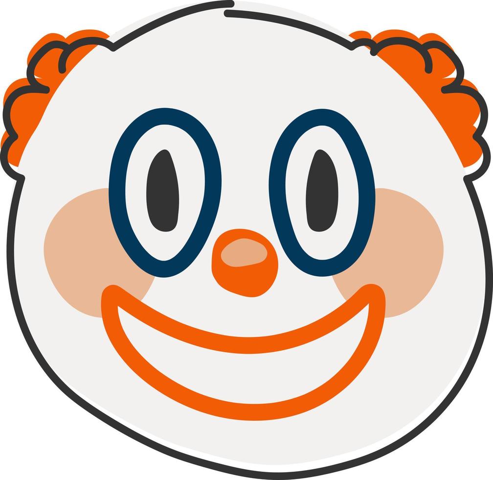 cirkus clown emoji. uttryckssymbol med röd näsa, rolig ansikte. hand ritade, platt stil uttryckssymbol. vektor