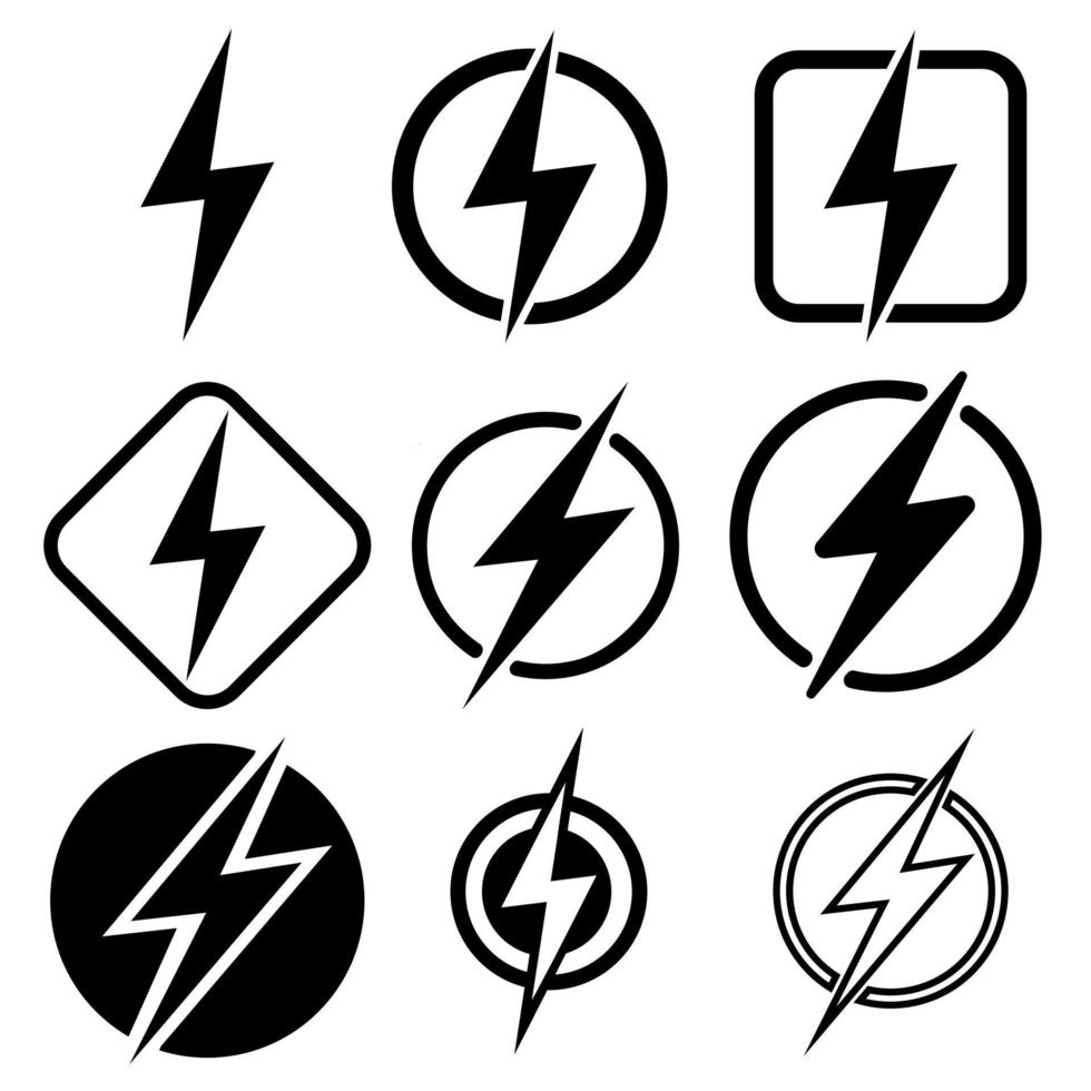 blixt- ikoner vektor uppsättning. blixt- ikon. elektrisk illustration symbol samling.