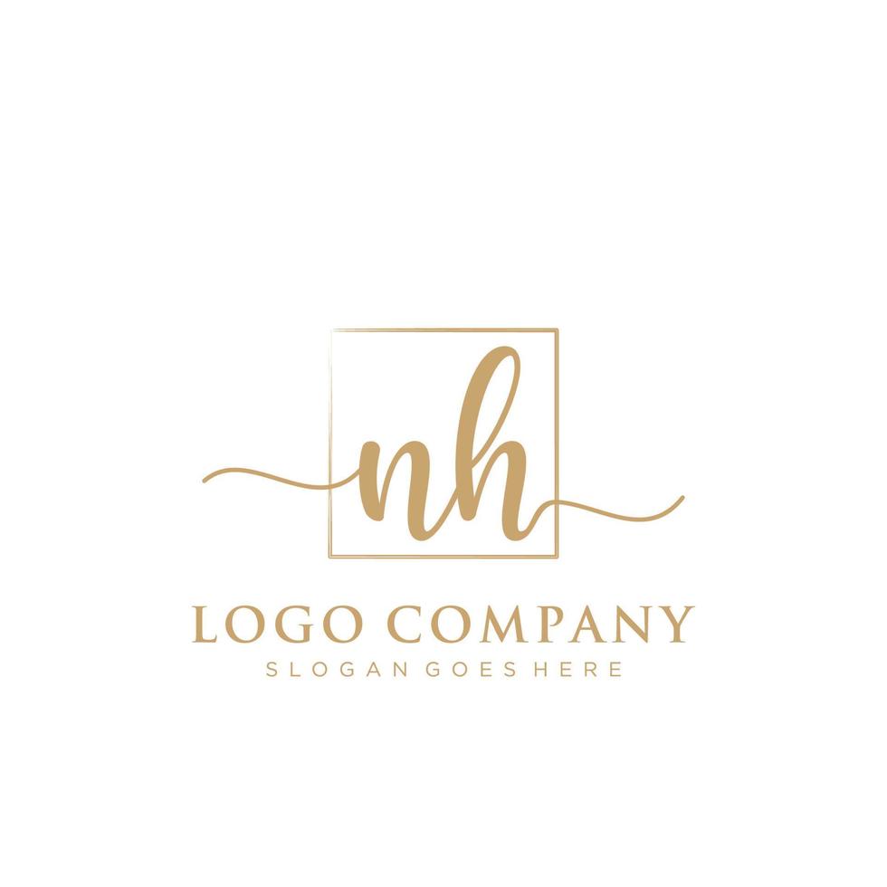 Initiale nh feminin Logo Sammlungen Vorlage. Handschrift Logo von Initiale Unterschrift, Hochzeit, Mode, Schmuck, Boutique, Blumen- und botanisch mit kreativ Vorlage zum irgendein Unternehmen oder Geschäft. vektor