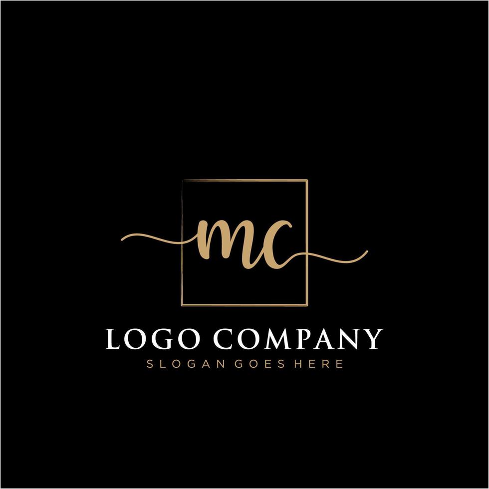 Initiale mc feminin Logo Sammlungen Vorlage. Handschrift Logo von Initiale Unterschrift, Hochzeit, Mode, Schmuck, Boutique, Blumen- und botanisch mit kreativ Vorlage zum irgendein Unternehmen oder Geschäft. vektor